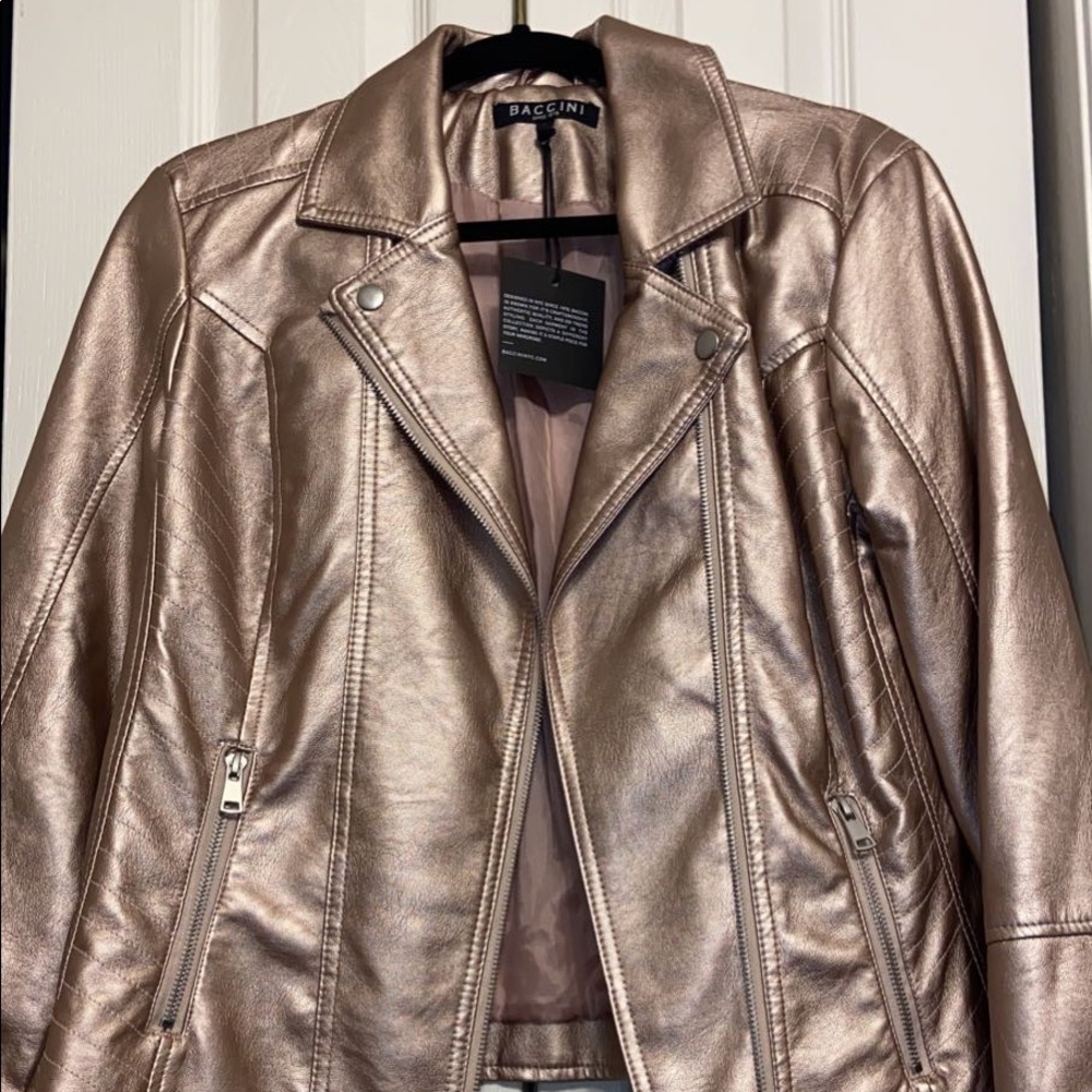 Rose Gold Faux Leather Jacket